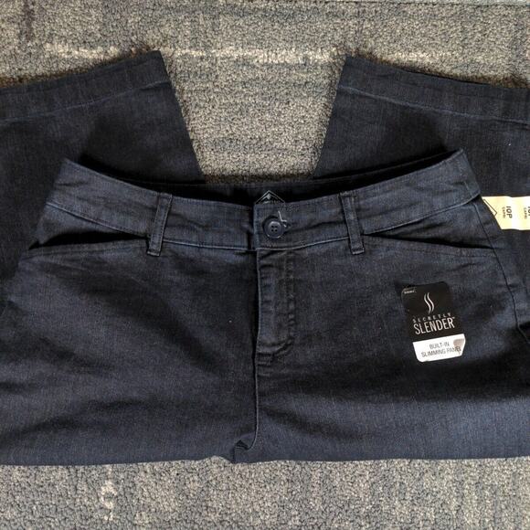 St Johns Bay Secretly Slender Denim Capri Jeans Mid Stretch Women 10P Slimming - Picture 1 of 9